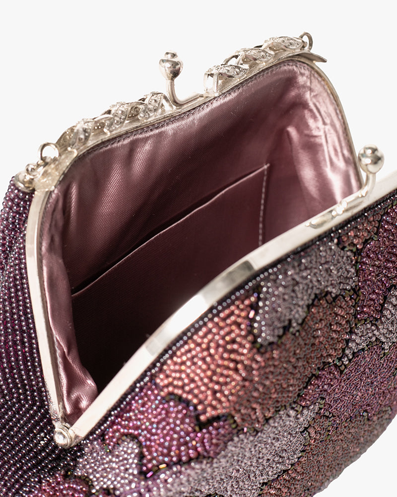 Vintage Bag, Purse, Beaded, Purple Kumo
