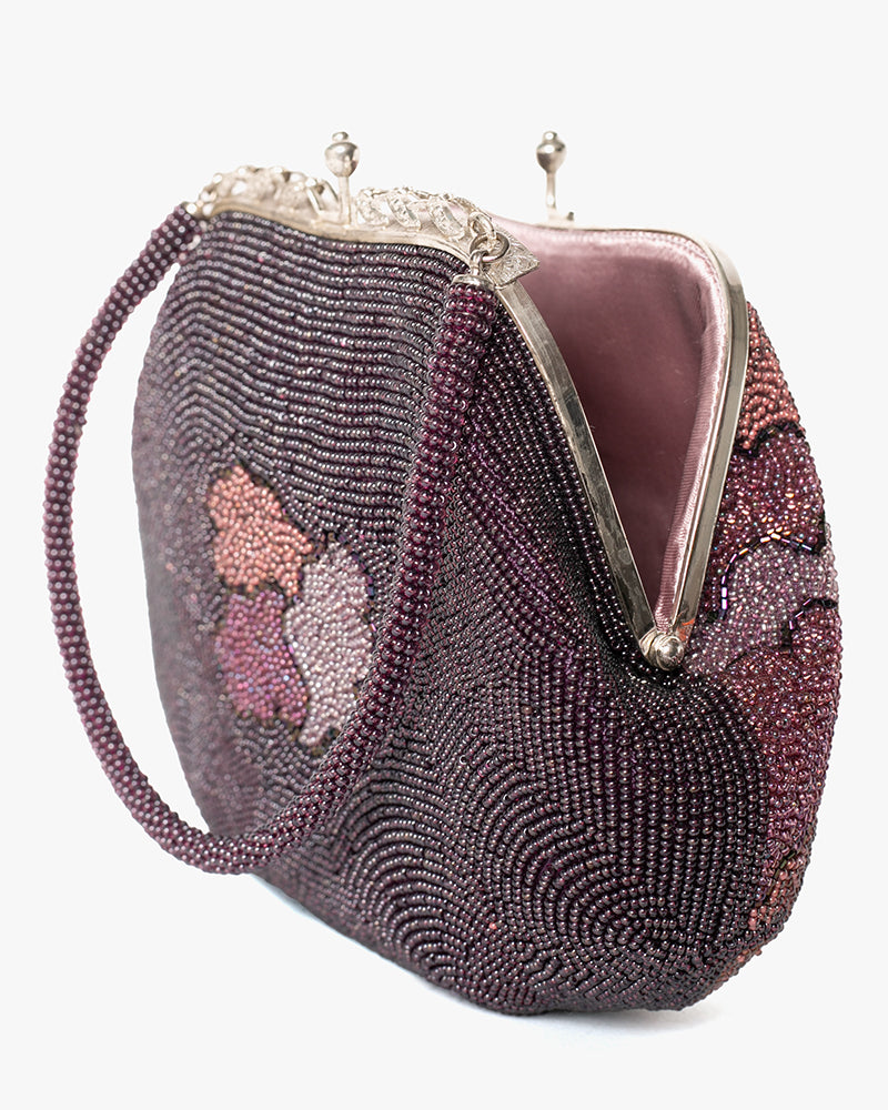 Vintage Bag, Purse, Beaded, Purple Kumo