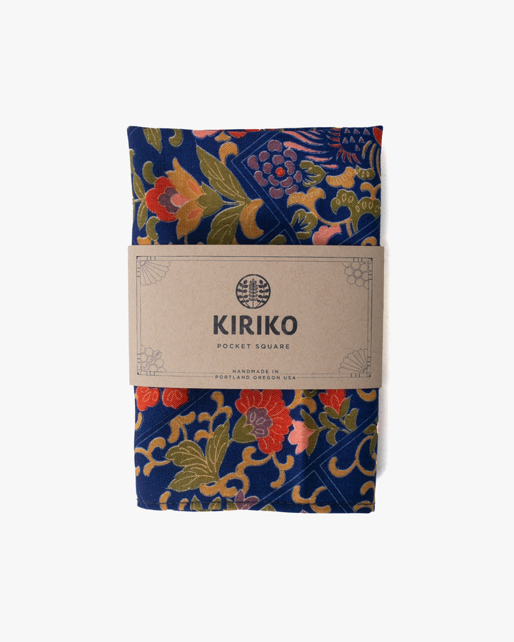 Kiriko Original Pocket Square, Multi Floral and Pheasant