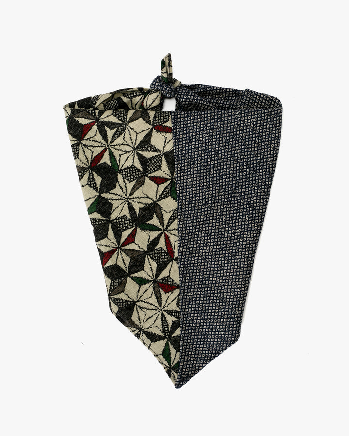 Kiriko Original Bandana, Split, Light Multi Asanoha with Indigo Shibori