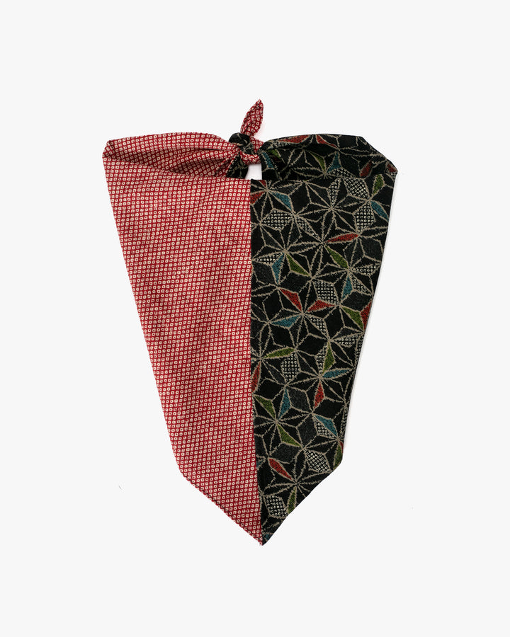 Kiriko Original Bandana, Split, Dark Multi Asanoha with Red Shibori