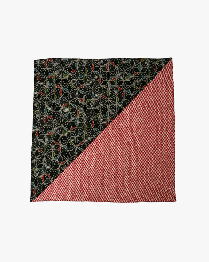 Kiriko Original Bandana, Split, Dark Multi Asanoha with Red Shibori