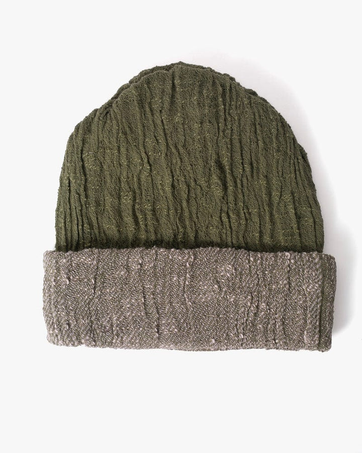 Kobo Oriza Knit Cap, Cotton Multi Functional, Split Green and Gray, 9 ˝