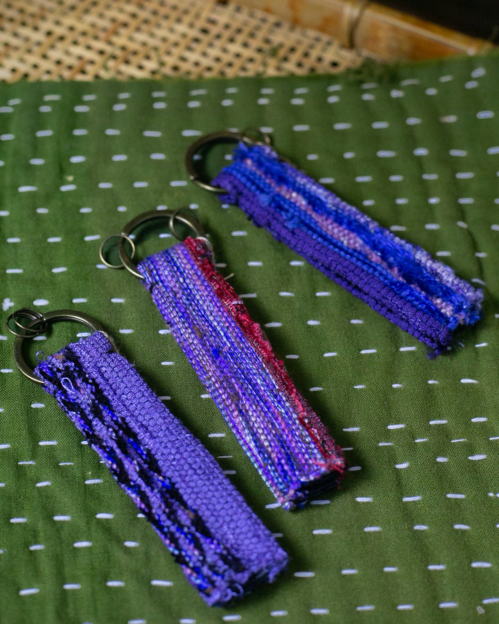 Sakiori Keychain, Nitta Textile Arts Inc., Hand Woven, Plum