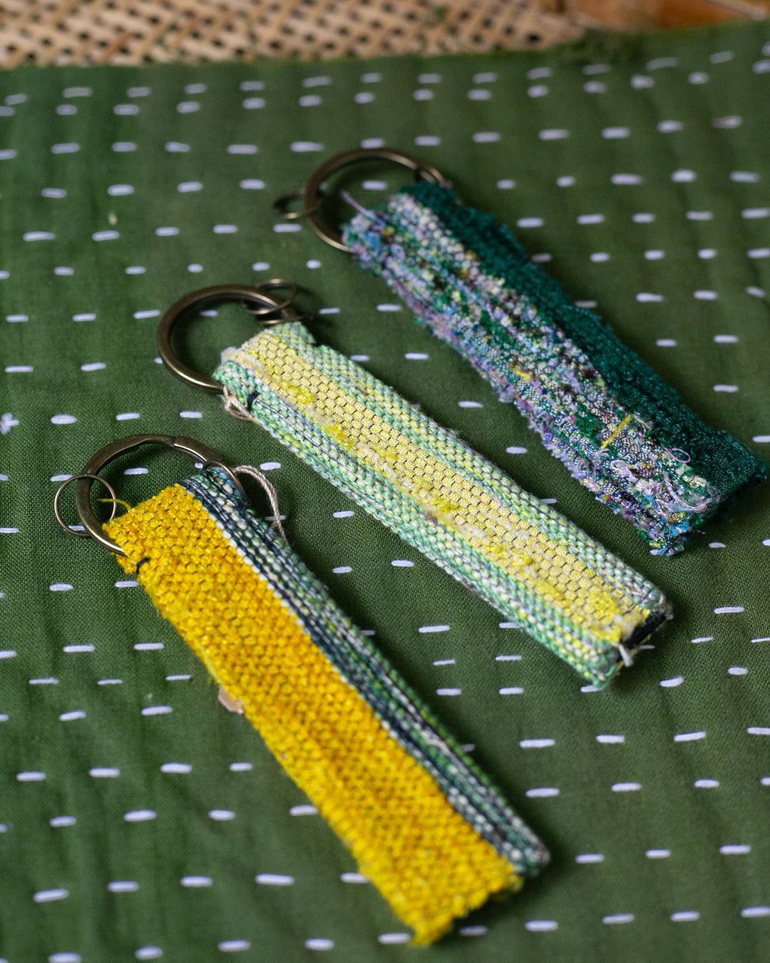 Sakiori Keychain, Nitta Textile Arts Inc., Hand Woven, Yellow
