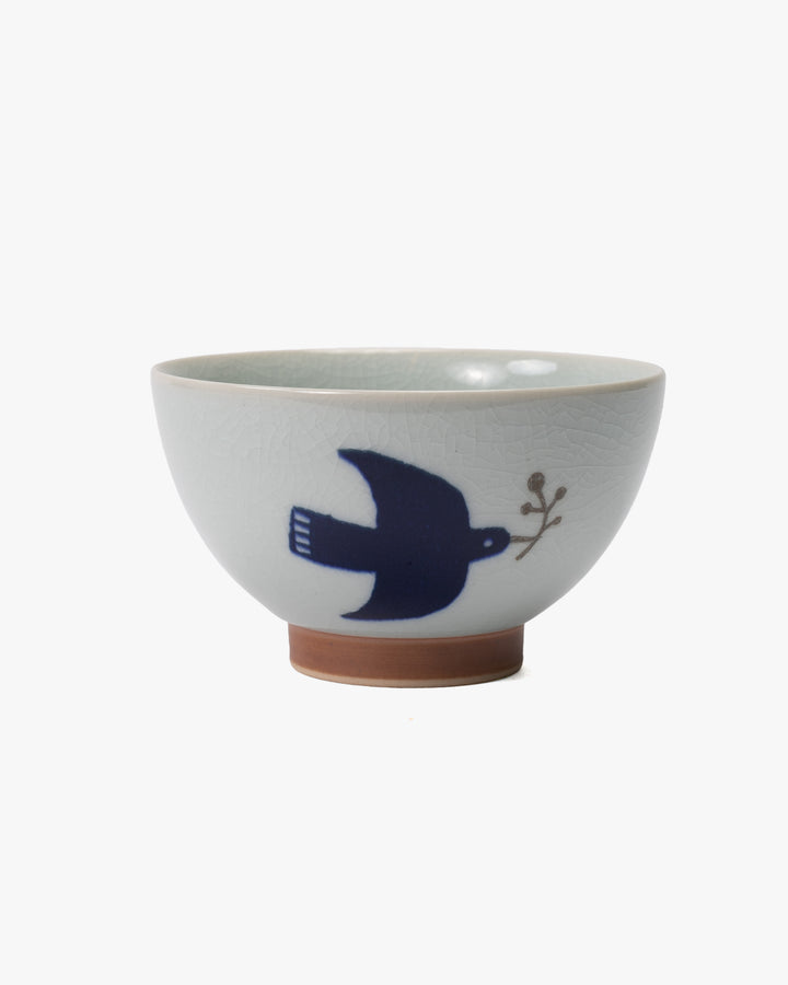 Chawan Bowl, Bisque, Kukka Lokki Bird