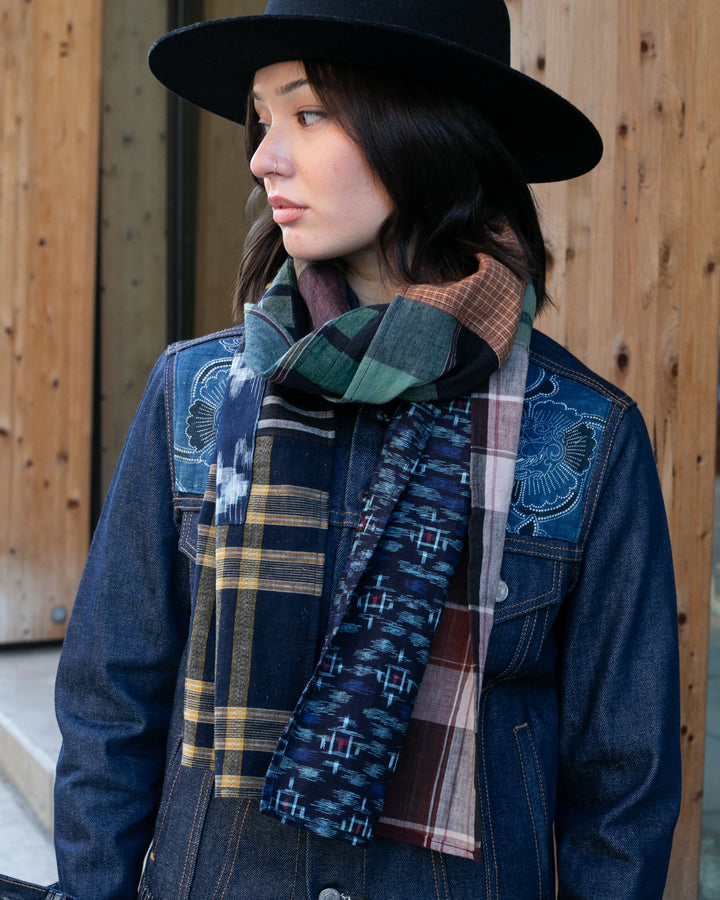 Kiriko Original Scarf, Patched Boro, Shima, Kasuri and Plaid, 3