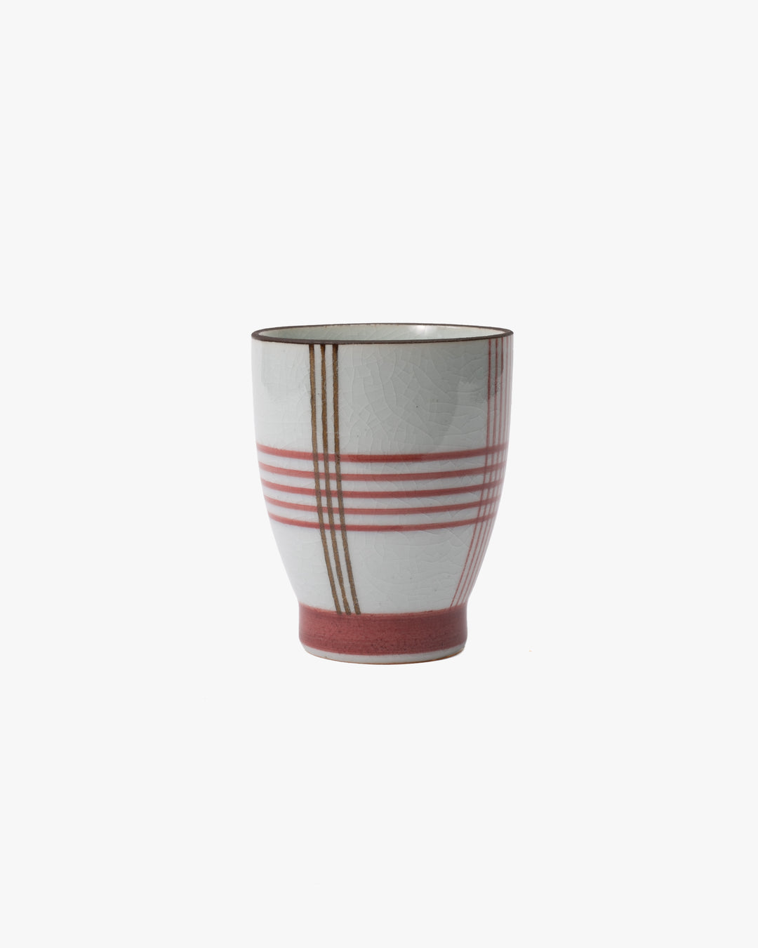 Yunomi Cup, Bisque, Plaid Red