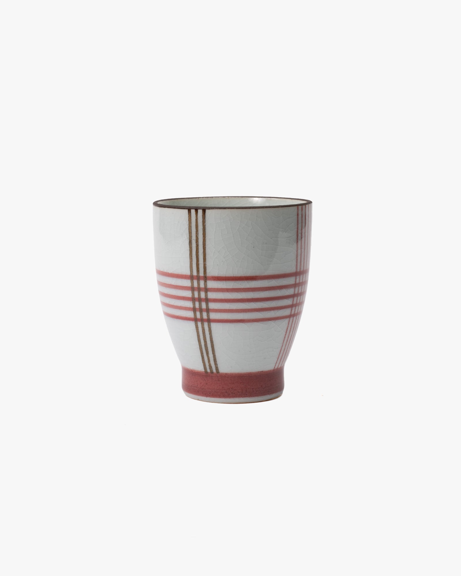 Yunomi Cup, Bisque, Plaid Red