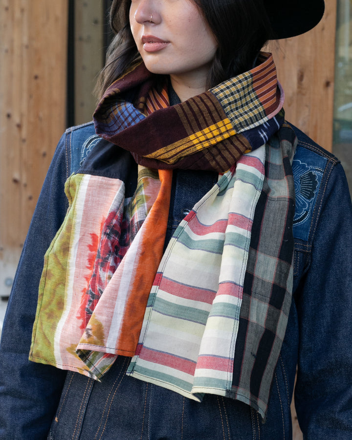 Kiriko Original Scarf, Patched Boro, Shima, Kasuri and Plaid, 4