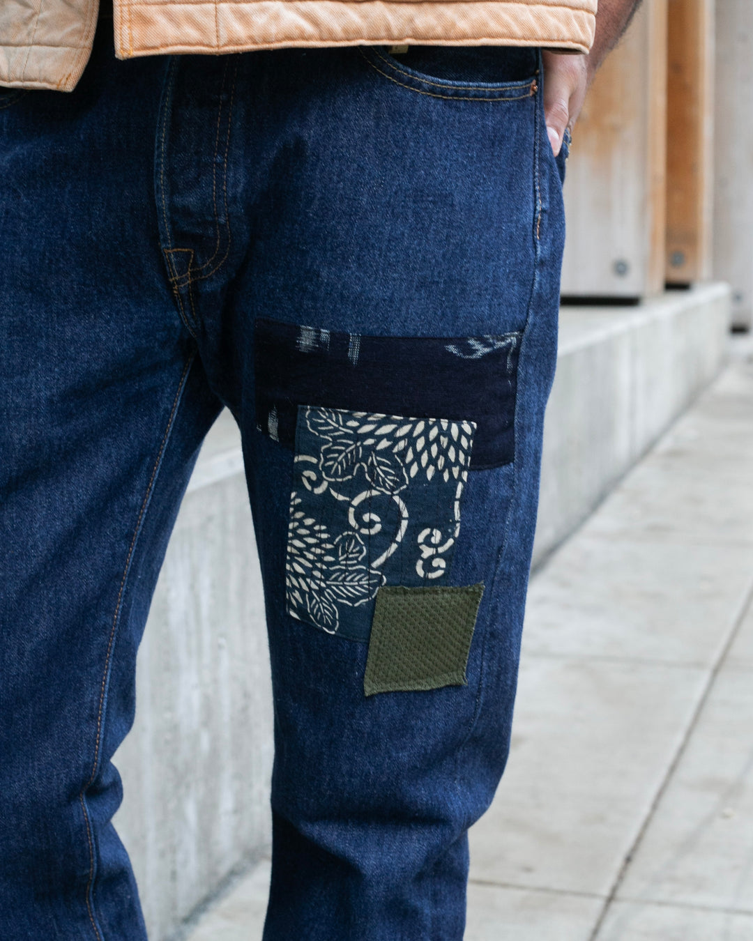 Kiriko Custom Patched Denim Jeans, Levi&