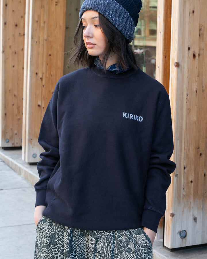 Kiriko Original Crewneck, Printed Ainu, Navy