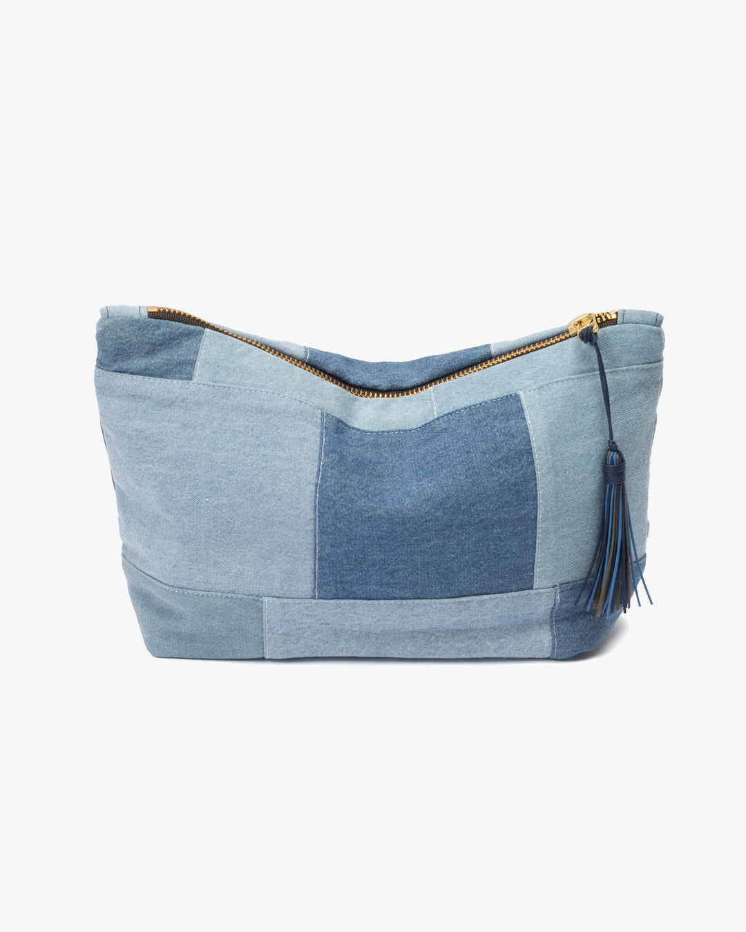 Kiriko Original Stand-Up Pouch, Denim Patchwork, Light Wash