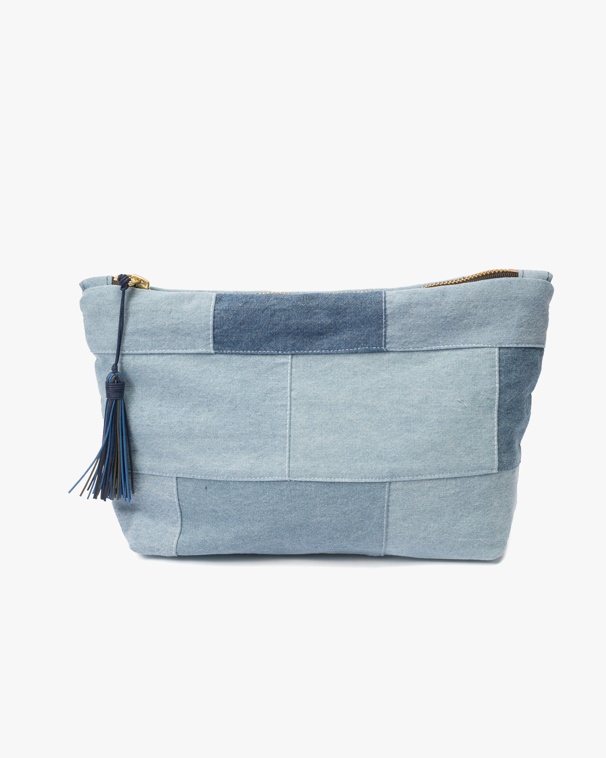Kiriko Original Stand-Up Pouch, Denim Patchwork, Light Wash