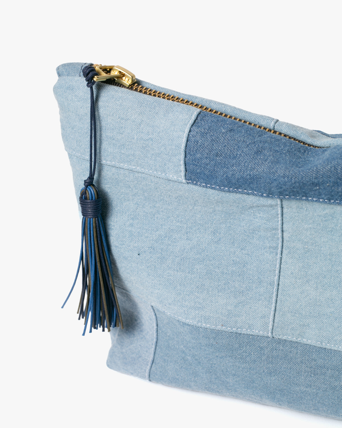 Kiriko Original Stand-Up Pouch, Denim Patchwork, Light Wash