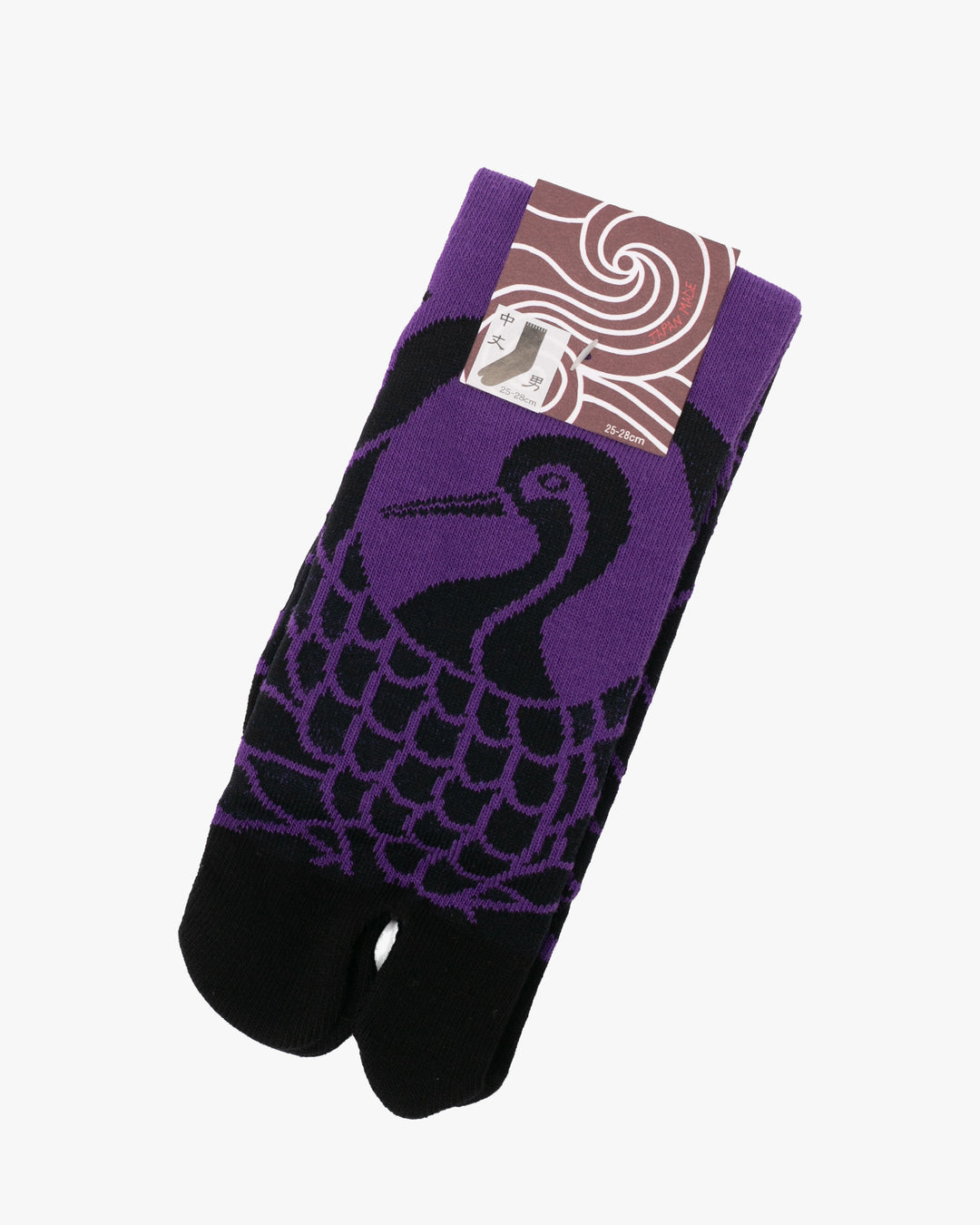 Wa Modern, Tabi Socks, Crew, Black and Purple Crane M/L