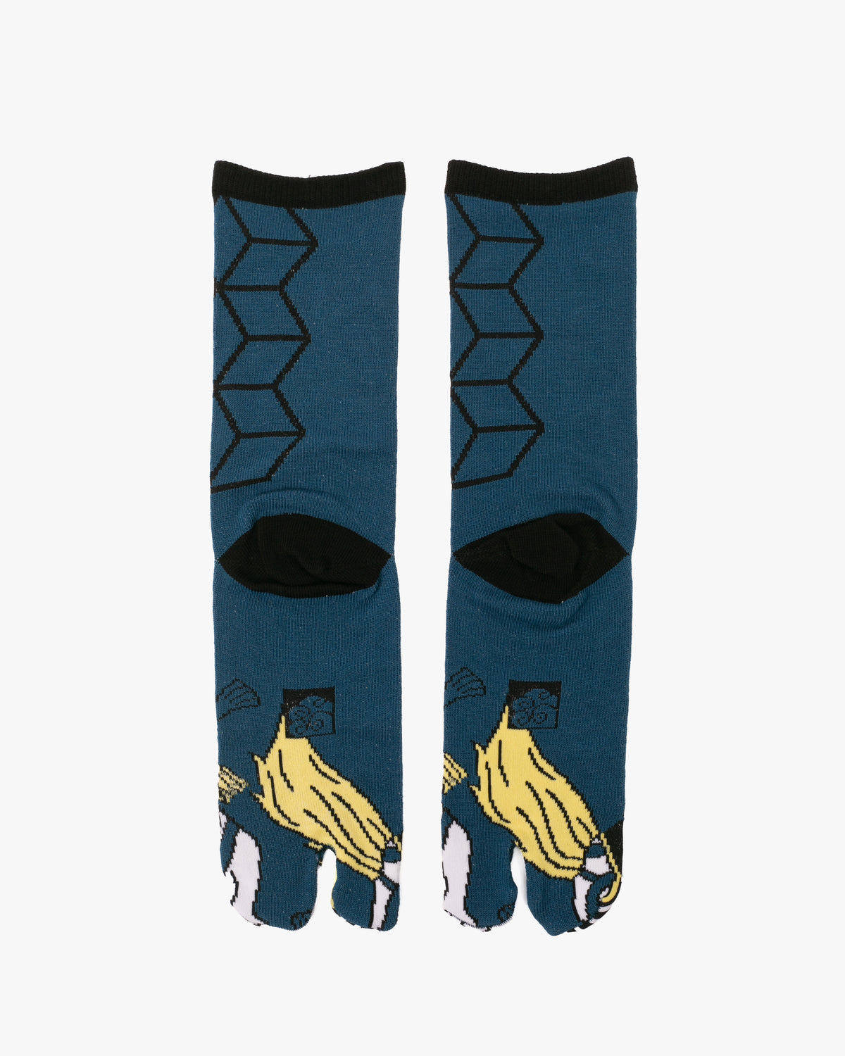 Wa Modern, Tabi Socks, Crew, Teal and White Horse M/L