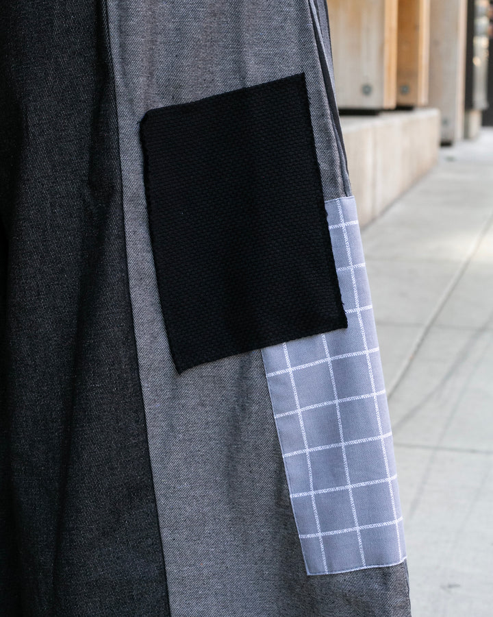 Kiriko Custom Pants, Black and Charcoal Patched, Wide Leg
