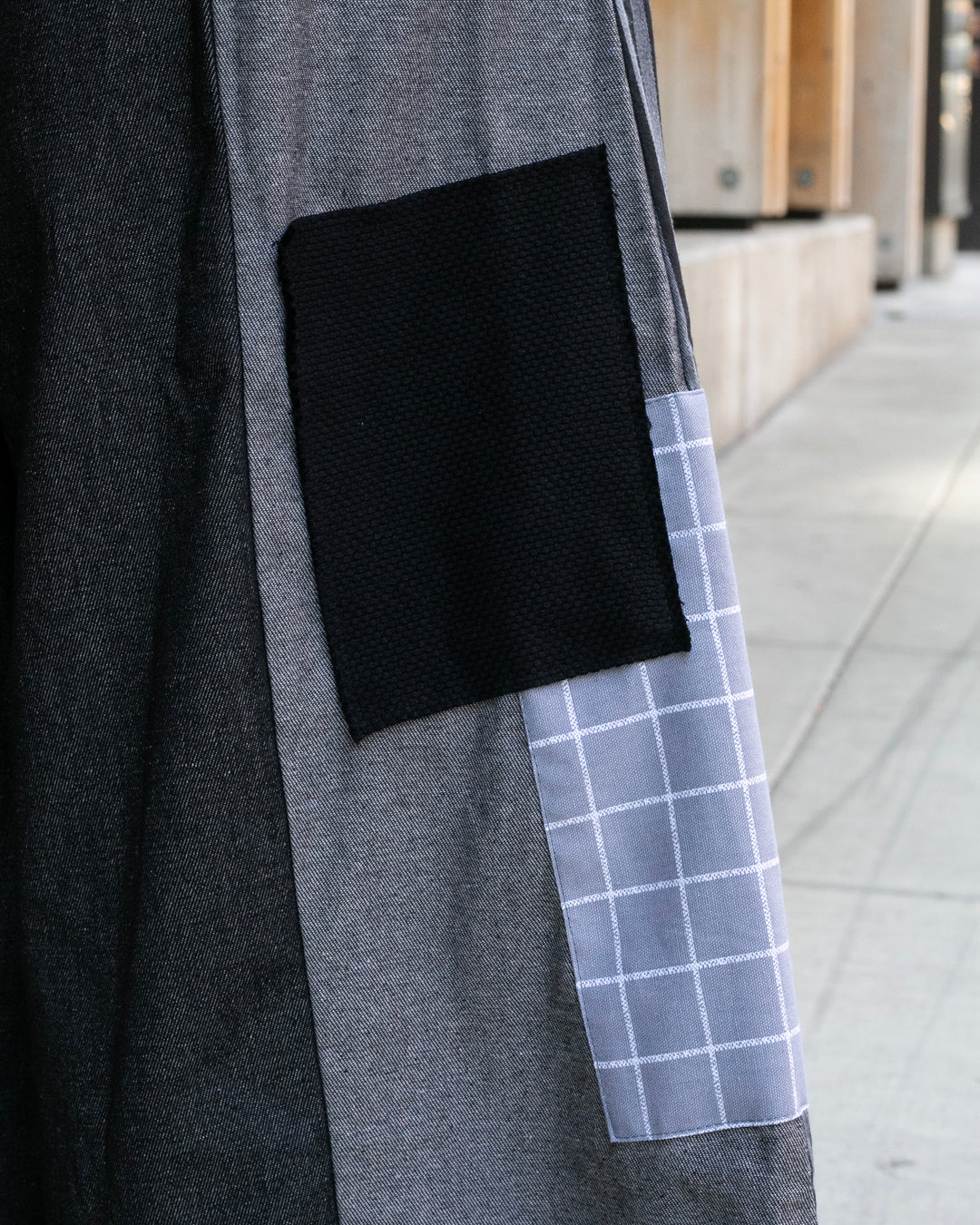 Kiriko Custom Pants, Black and Charcoal Patched, Wide Leg