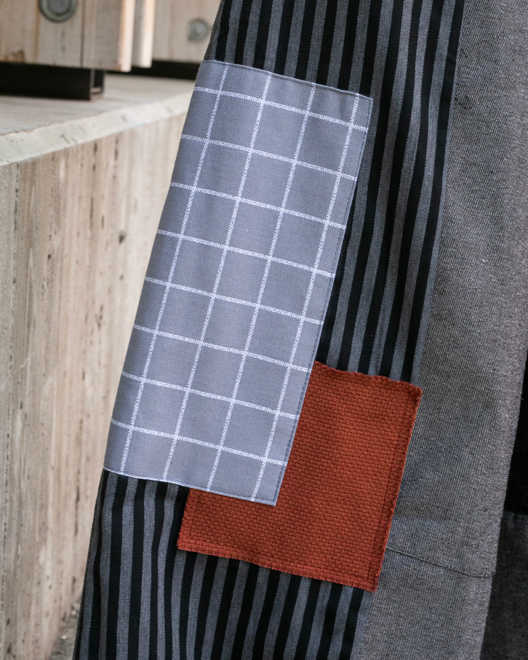 Kiriko Custom Pants, Black and Charcoal Patched, Wide Leg