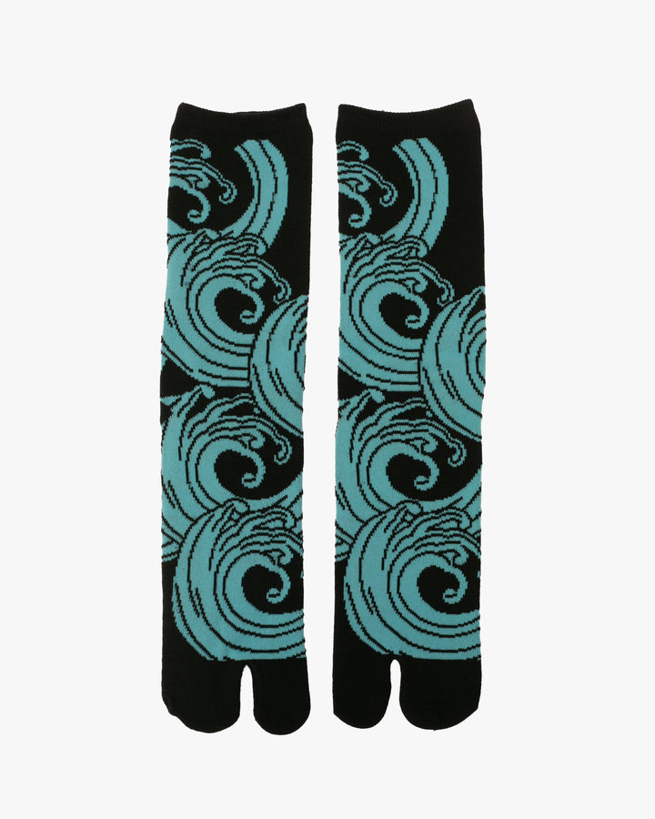 Wa Modern, Tabi Socks, Crew, Black and Light Blue Nami M/L