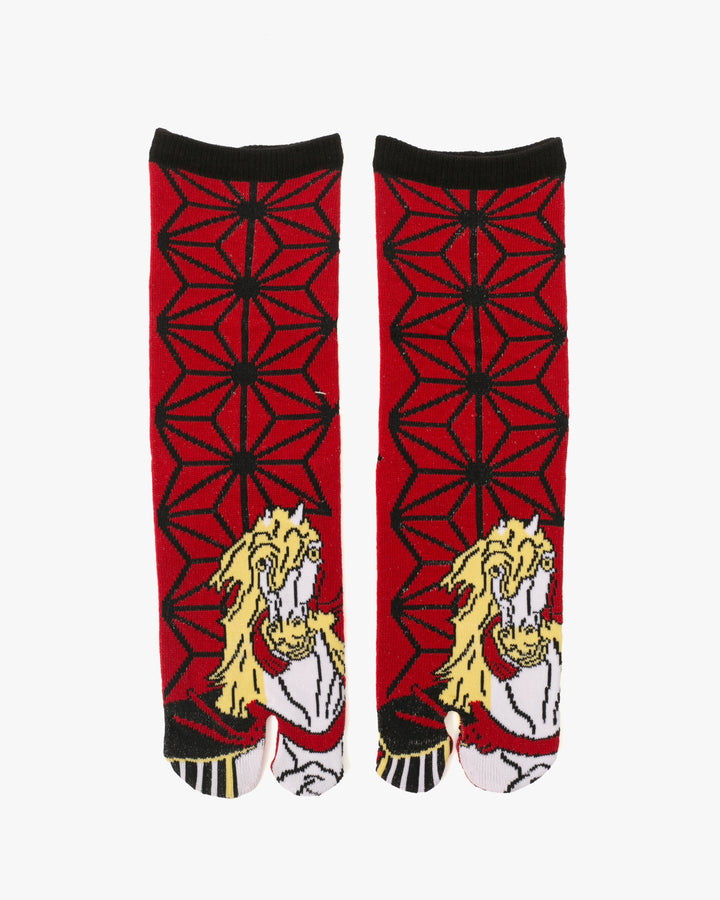 Wa Modern, Tabi Socks, Crew, Red and White Horse S/M