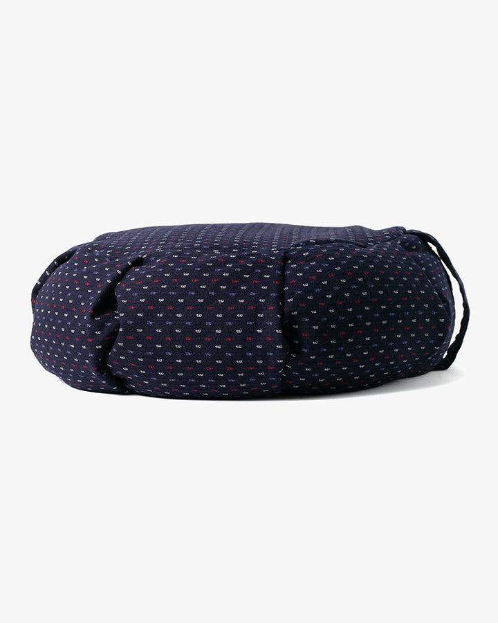 Kiriko Original Meditation Pillow, One-Tone Zafu, Indigo with Blue, Red, and White Dashes