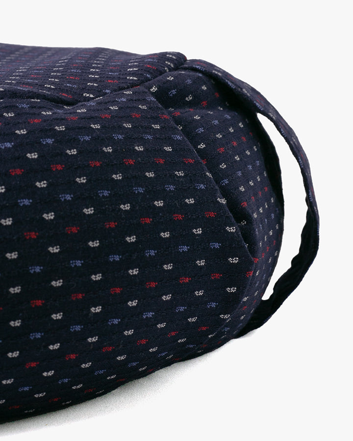 Kiriko Original Meditation Pillow, One-Tone Zafu, Indigo with Blue, Red, and White Dashes