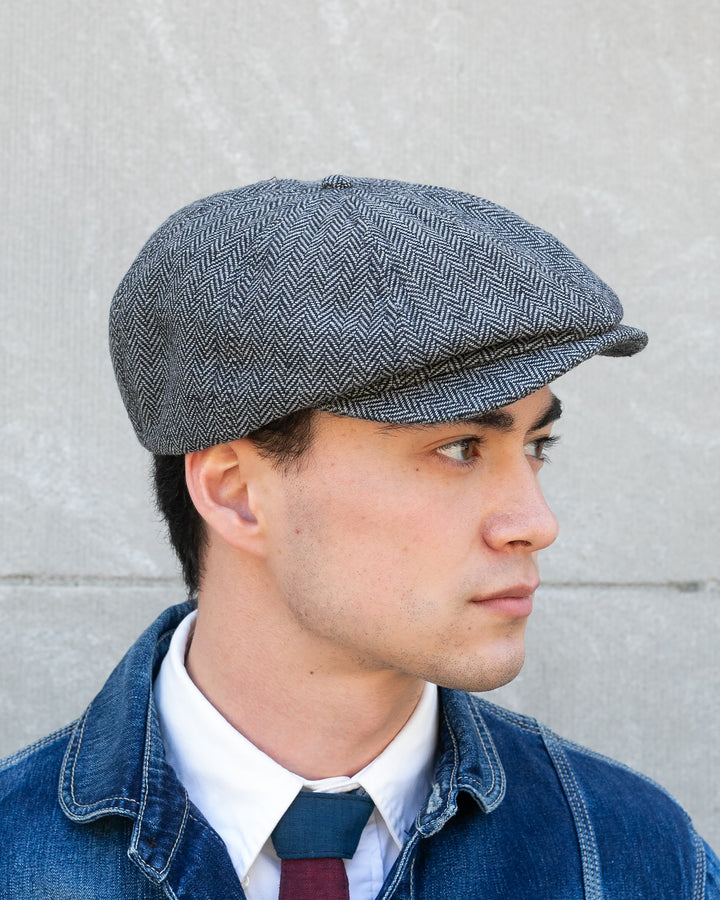 Newsboy Cap, Brixton, Brood, Grey Herringbone