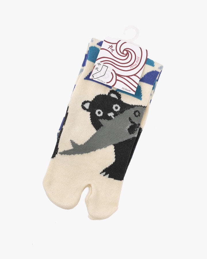 Wa Modern, Tabi Socks, Crew, Bear and Fish (S/M)
