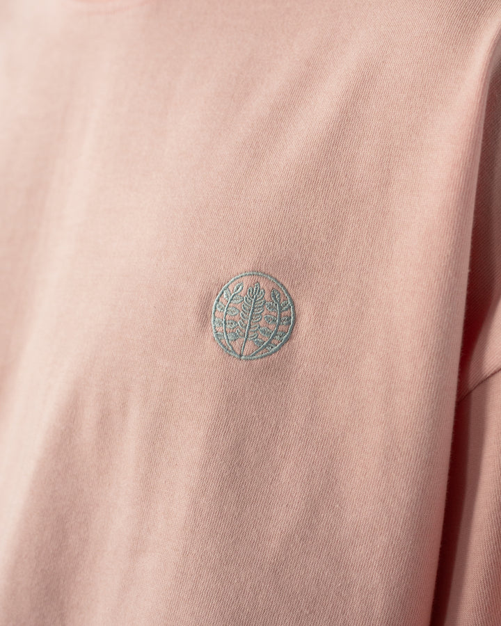 Kiriko Original Tee, Printed Daruma, Pink with Grey