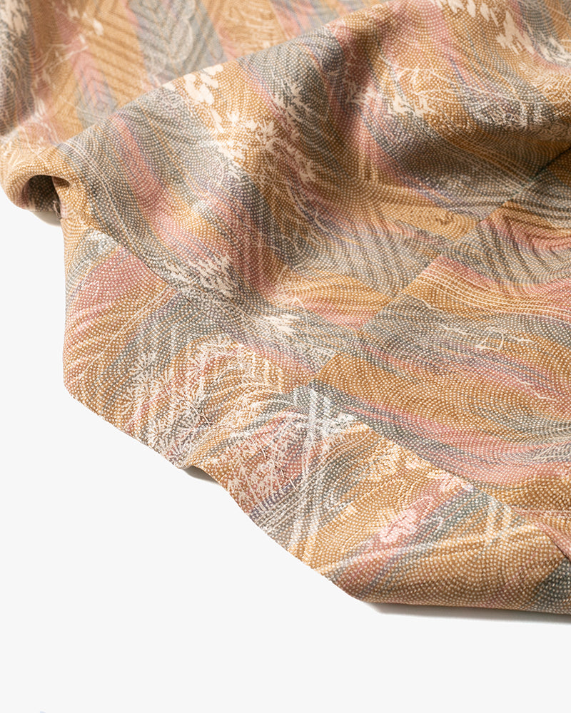 Kiriko Custom, Altered Kimono Jacket, Brown Tones with Cream Nature Details
