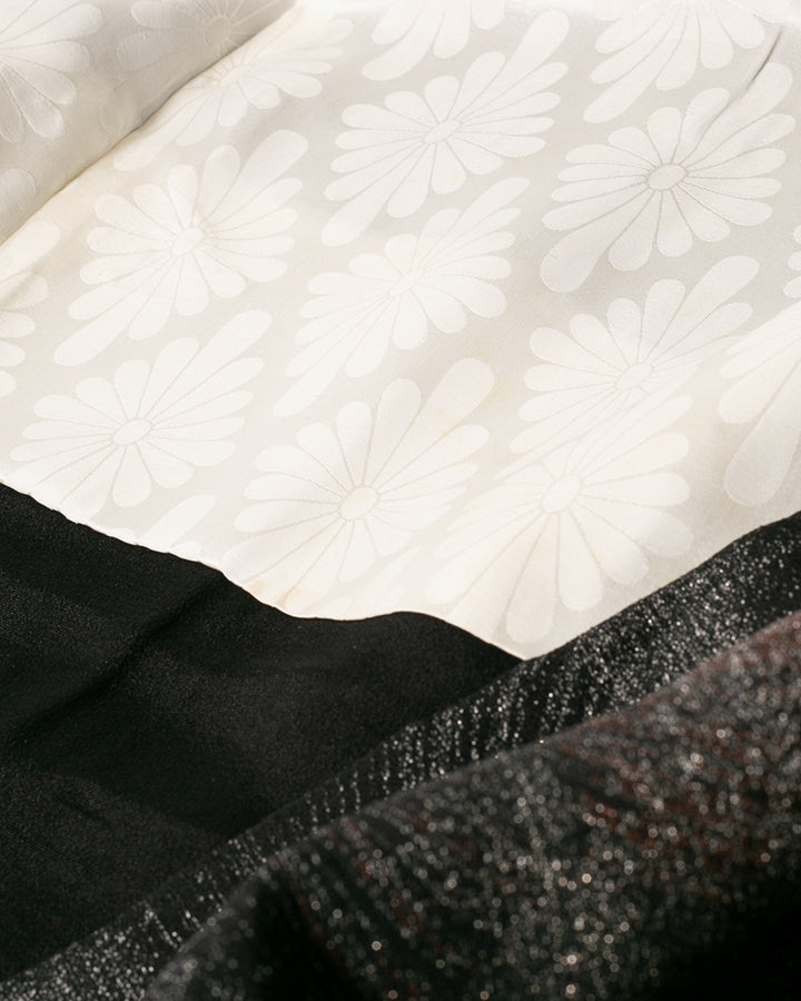 Vintage Haori Jacket, Black with Silver, Green, and Red Waves