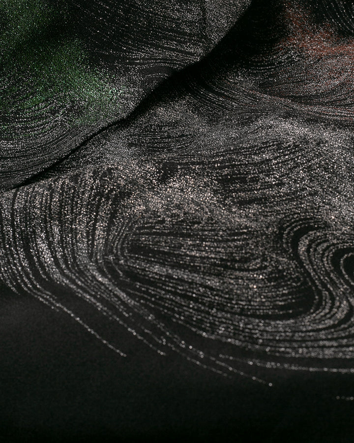 Vintage Haori Jacket, Black with Silver, Green, and Red Waves