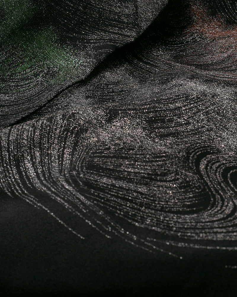 Vintage Haori Jacket, Black with Silver, Green, and Red Waves