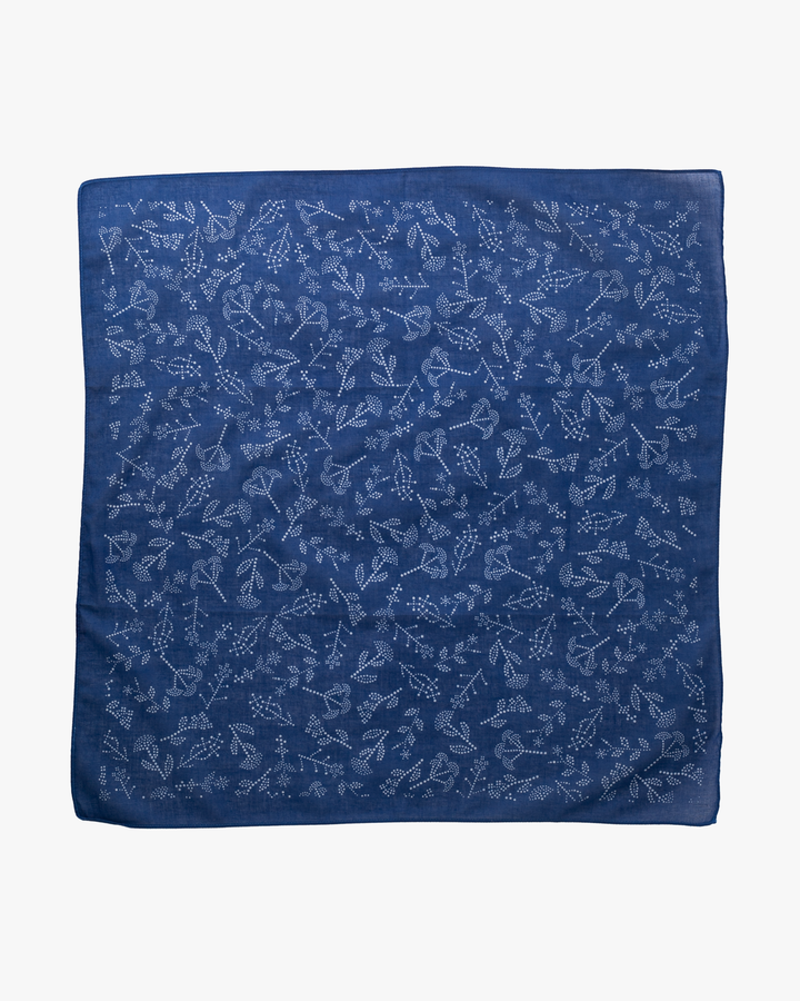 Aizawa Lightweight Indigo Bandana, Dotted Floral