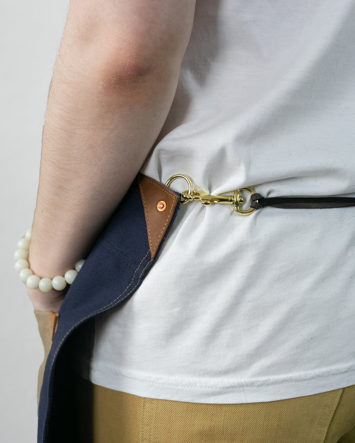 Kokoro Original Work Apron, Full, Canvas Two-Tone, Navy with Beige Pockets