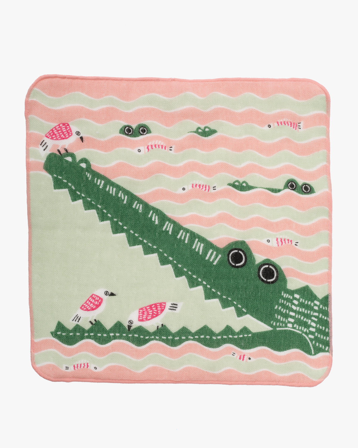 Musubi, Fuwa-Fuwa Towel, Kata Kata, Crocodile, Pink 10" x 10"