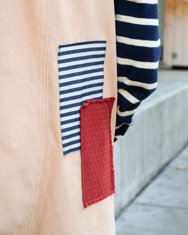 Kiriko Custom Patched Overalls, Colorblock Canvas, Tan