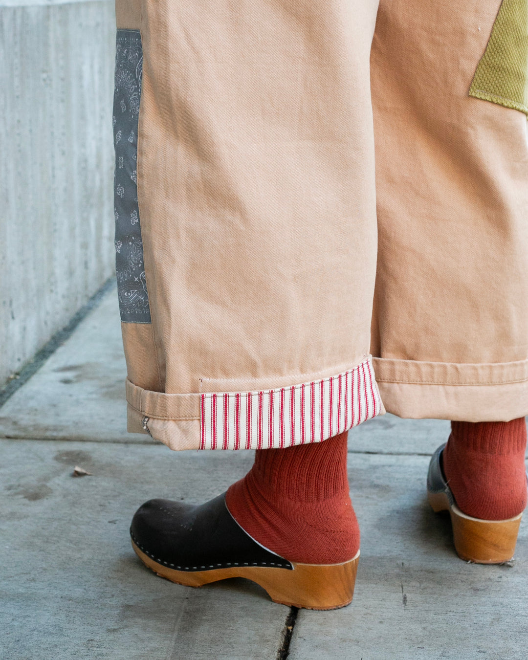 Kiriko Custom Patched Overalls, Colorblock Canvas, Tan