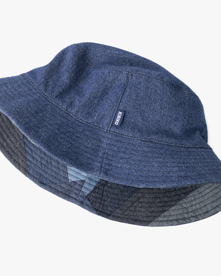 Kiriko Original Bucket Hat, Reversible, Patched Dark Denim