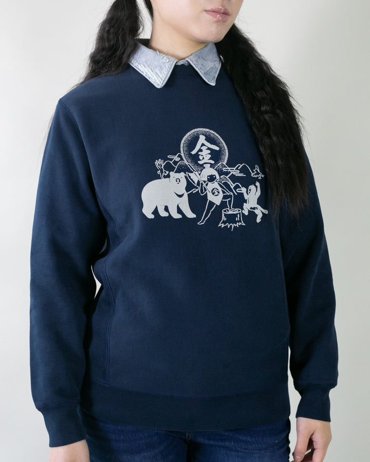 Kiriko Original Crewneck, 13oz Cotton, Printed Kintaro, Navy