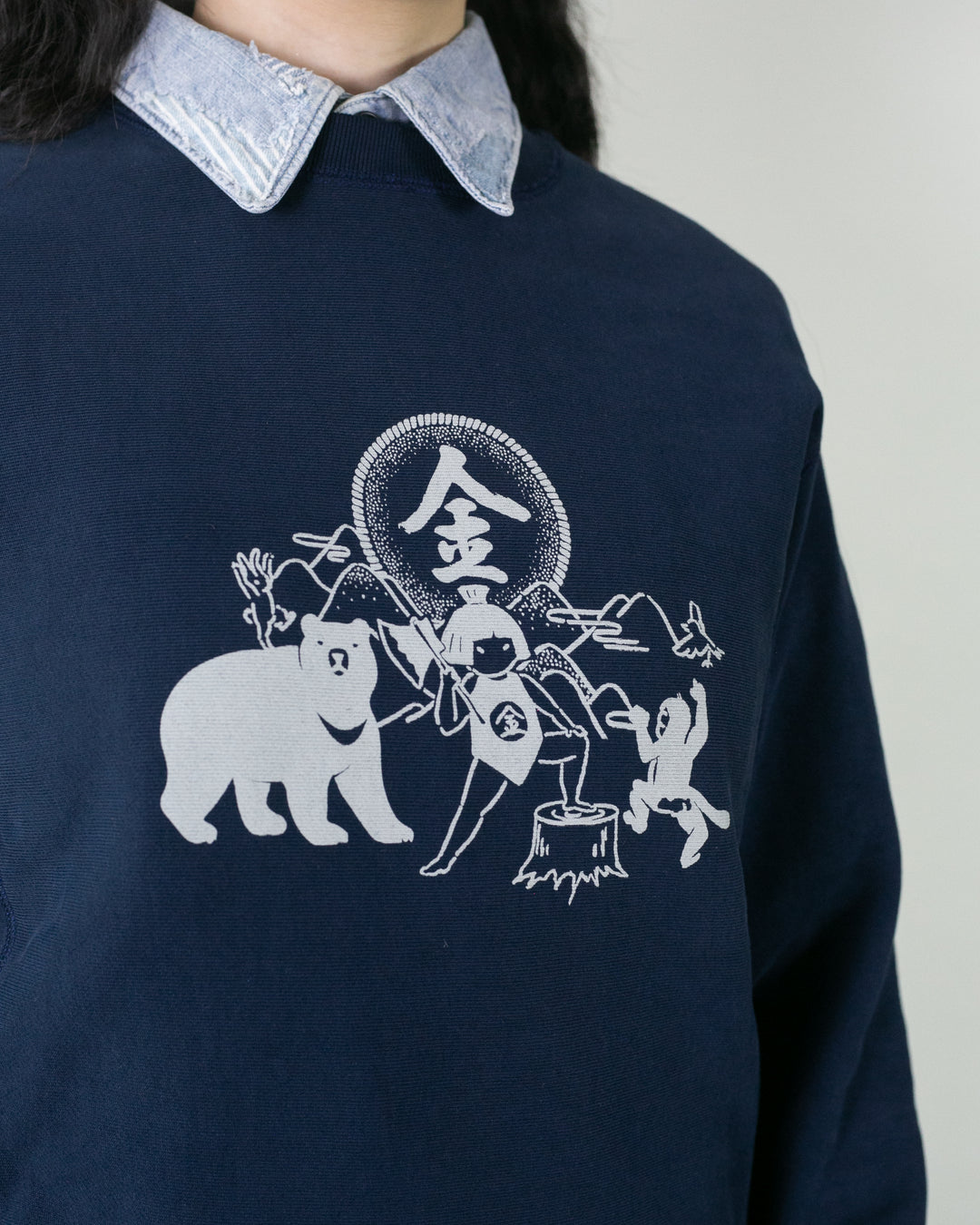 Kiriko Original Crewneck, 13oz Cotton, Printed Kintaro, Navy