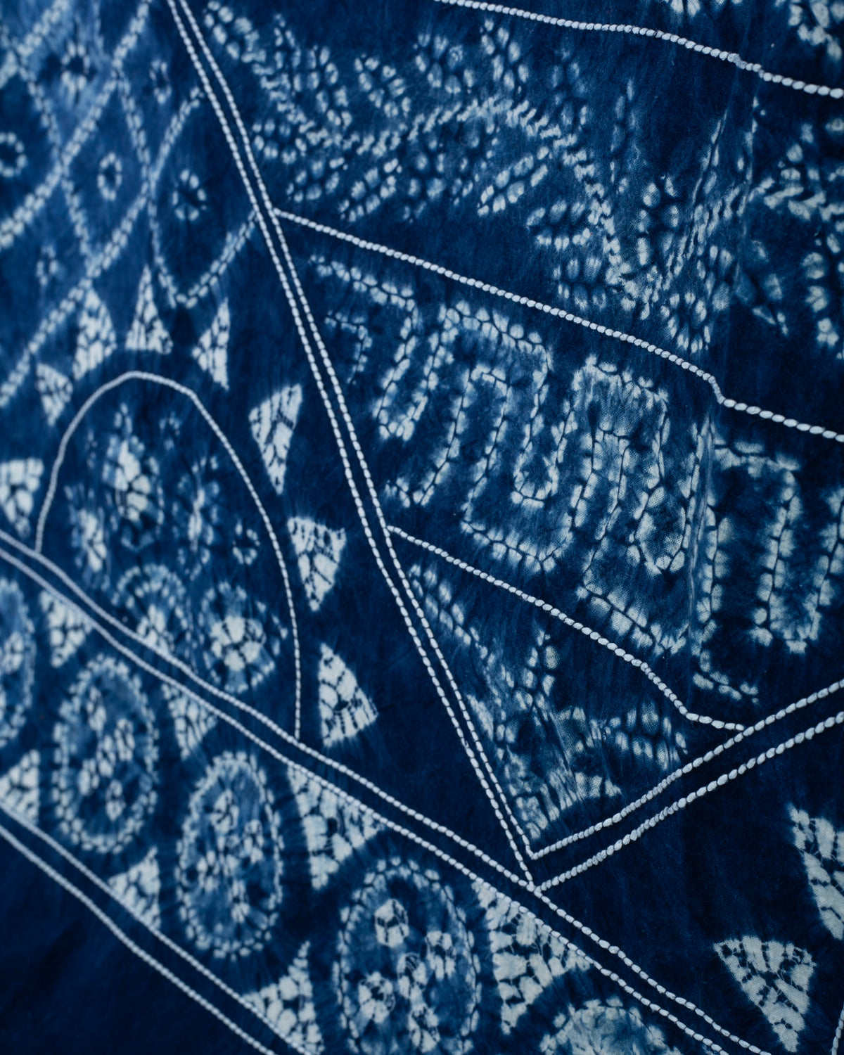 Vintage Furoshiki, Indigo Shibori and Sashiko, XL