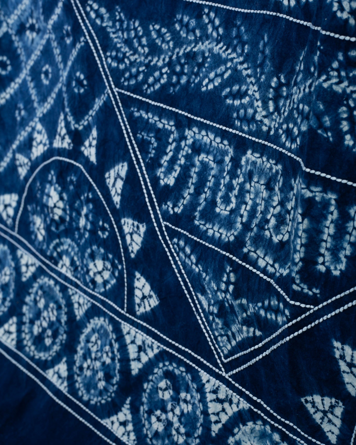 Vintage Furoshiki, Indigo Shibori and Sashiko, XL