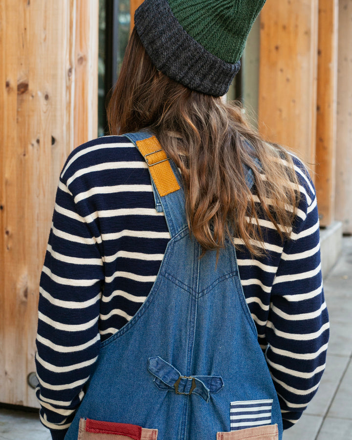 Kiriko Custom Patched Overalls, Colorblock Denim 