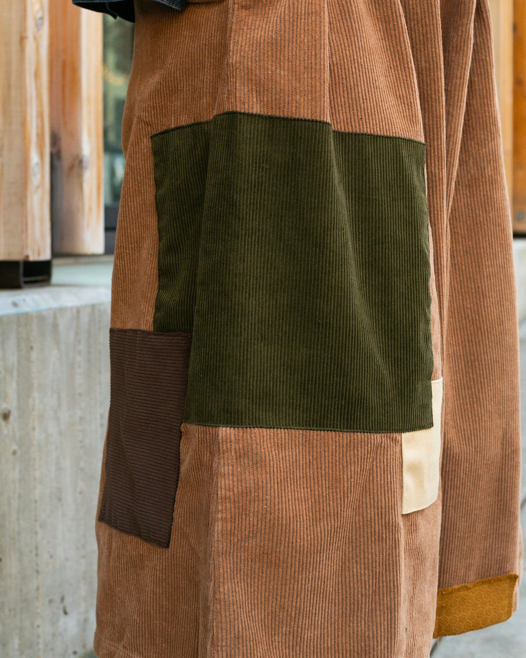 Kiriko Custom Wide Leg Pants, Heavy-Weight Corduroy Patched, Tan
