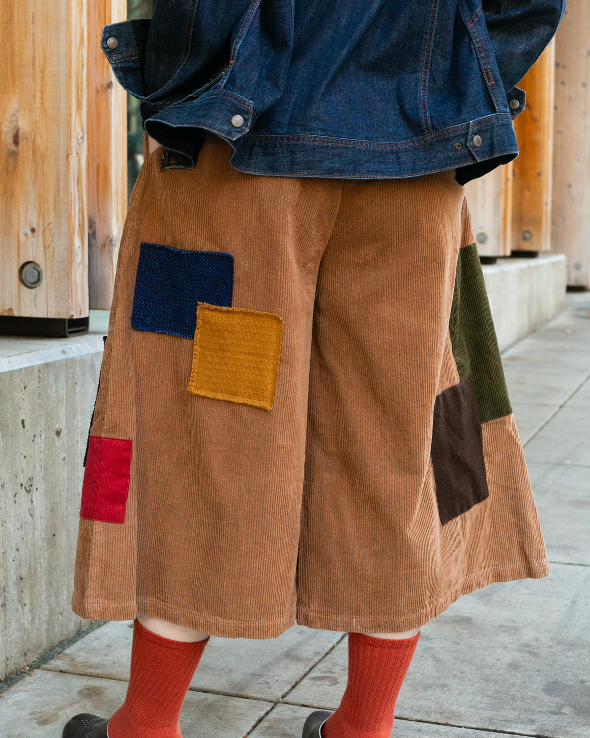 Kiriko Custom Wide Leg Pants, Heavy-Weight Corduroy Patched, Tan