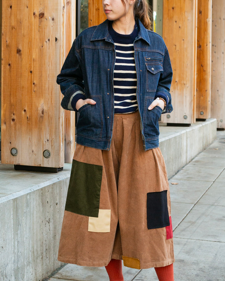 Kiriko Custom Wide Leg Pants, Heavy-Weight Corduroy Patched, Tan