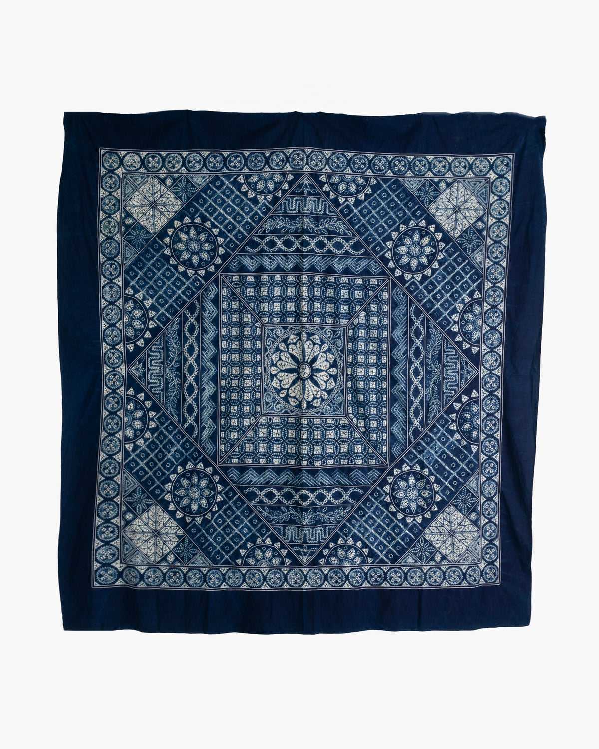 Vintage Furoshiki, Indigo Shibori and Sashiko, XL